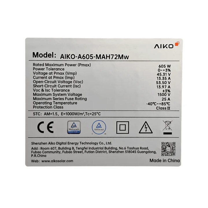 AIKO-605W Monocristallino ABC Pannello solare fotovoltaico